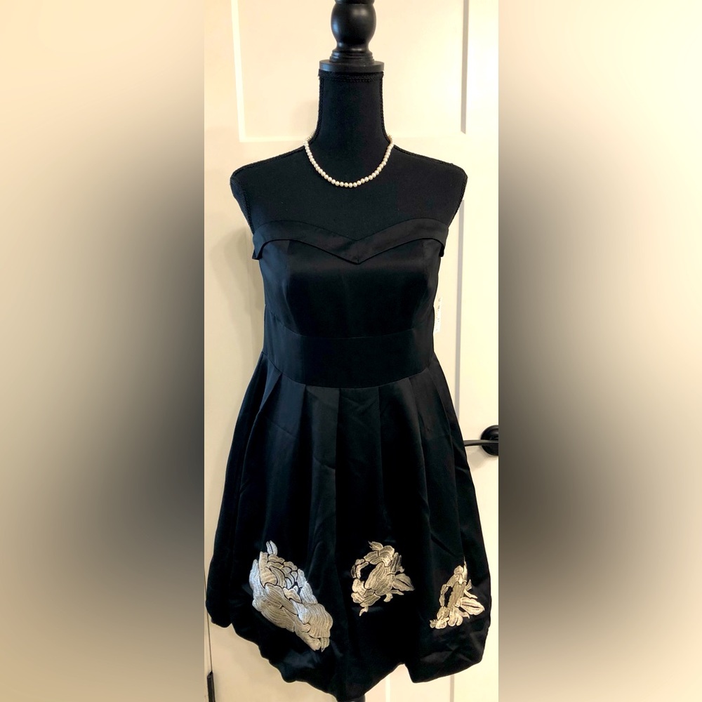 Black Dress with Floral Embroidery